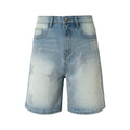 YADcrew Rhinestone Star Washed Loose Denim Shorts