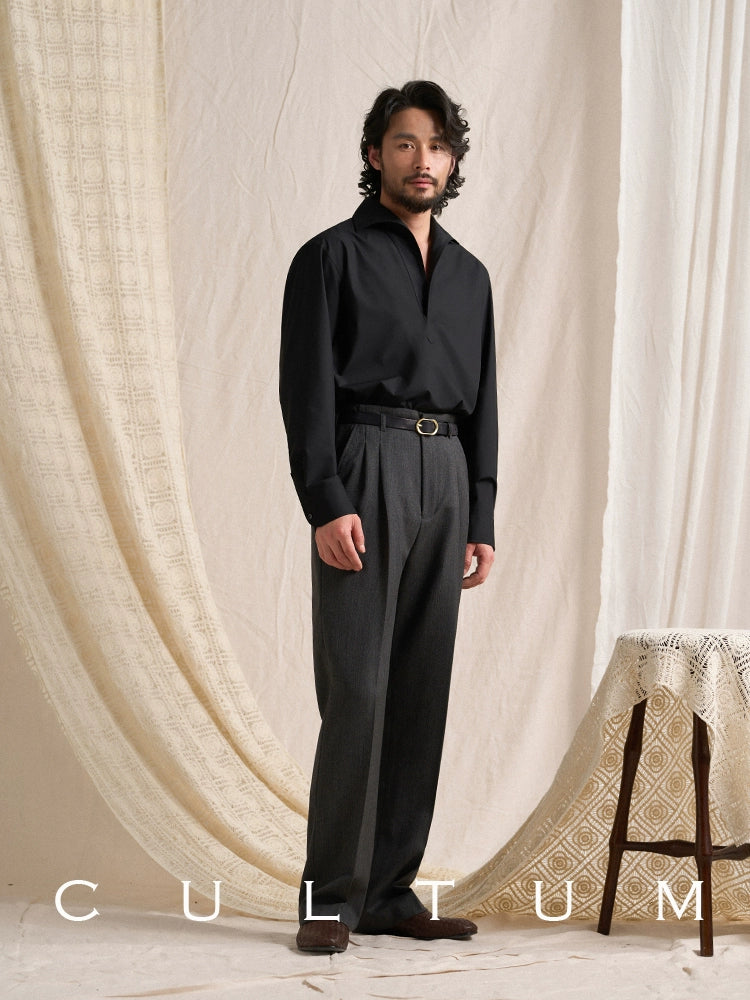 CULTUM Half Open One Piece Collar Ice Modal Shirt