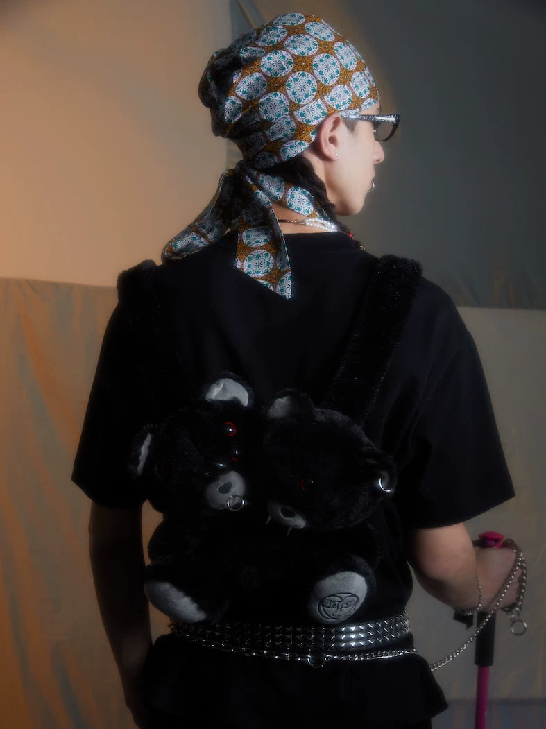ME3HCHAIN Perforated Rivet Double Head Bear Plush Backpack