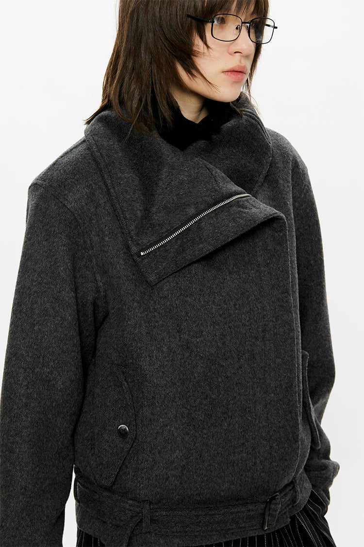 KREATE 50% Merino Wool Slanted Zip Multi-neck Jacket