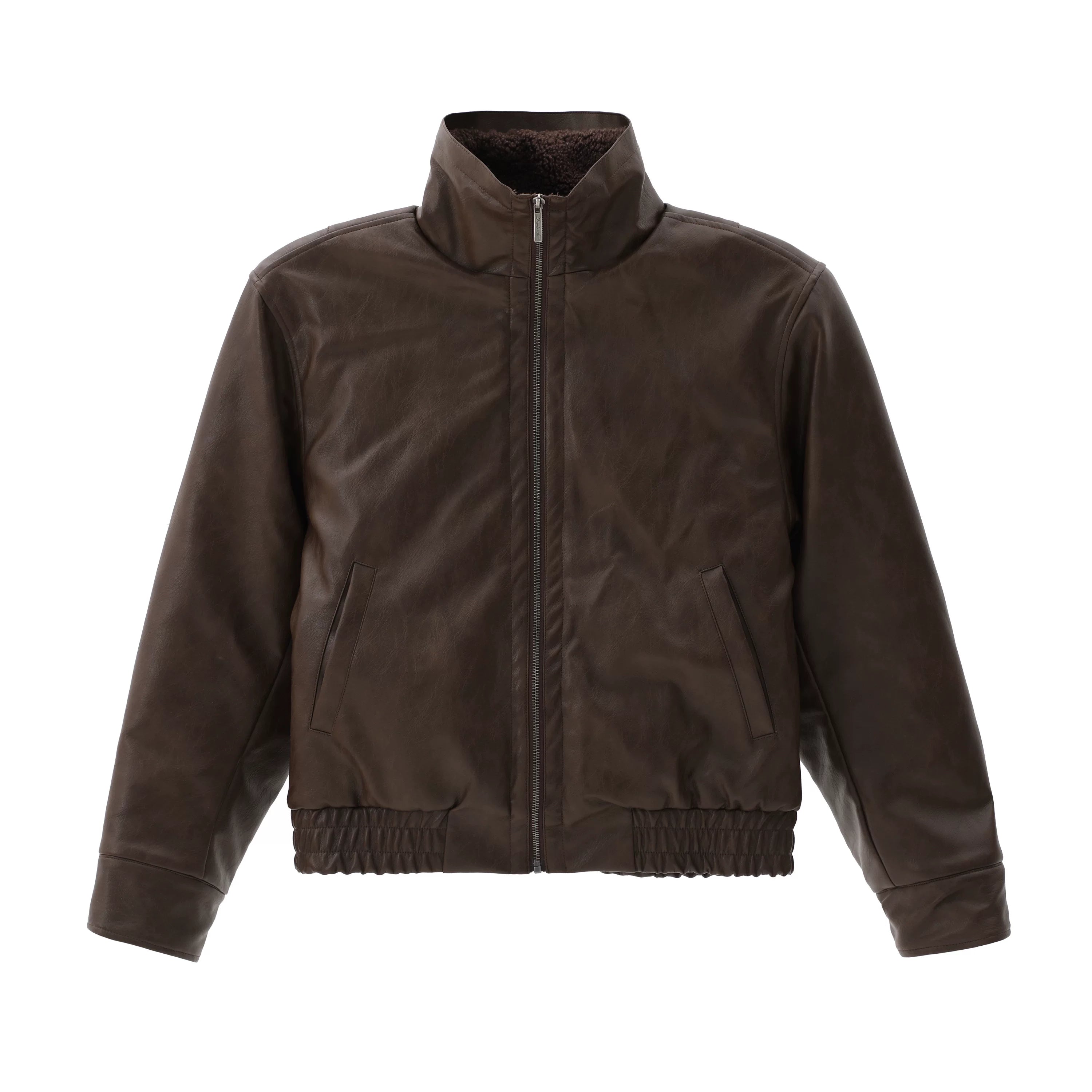 ZOZOFOREST Fleece Inner Bomber Leather Jacket