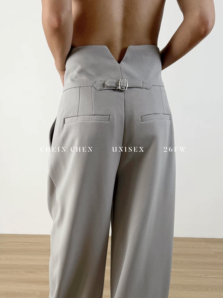 CHEIN CHEN French High-Waist Wide-Leg Trousers