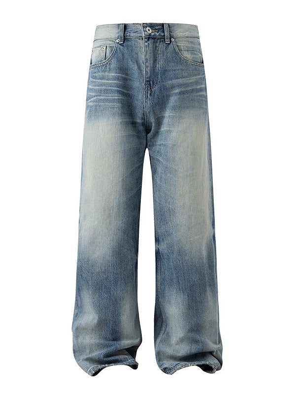 UNF A-Font Washed Blue Straight Loose Jeans