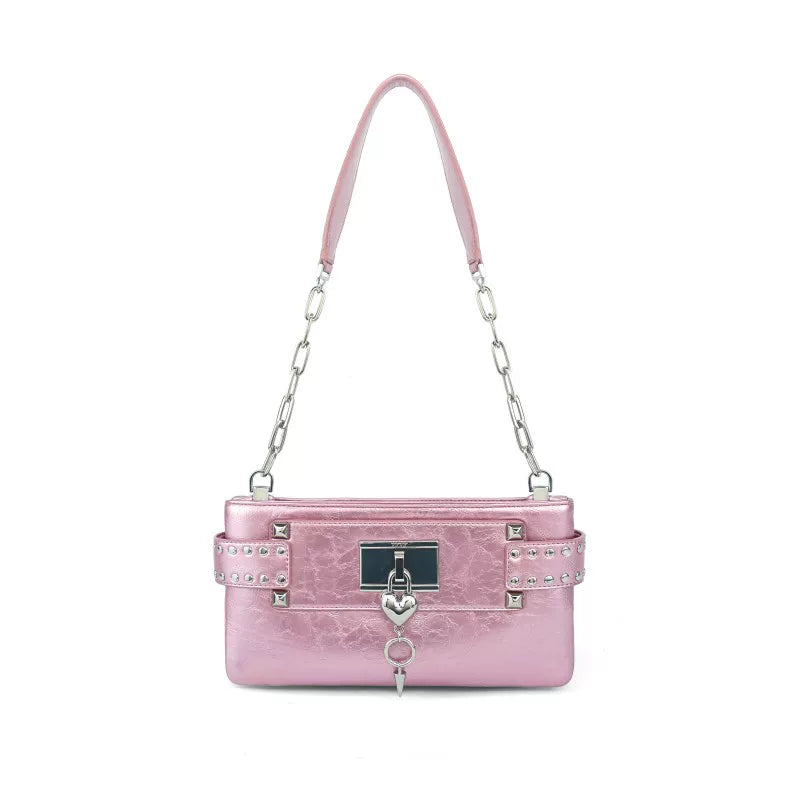VFVF Denim Blue Faux Leather Zip-Top Crossbody Bag