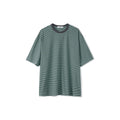 PARTIMENTO Vintage Striped Contrast Collar Loose-Fit Tee