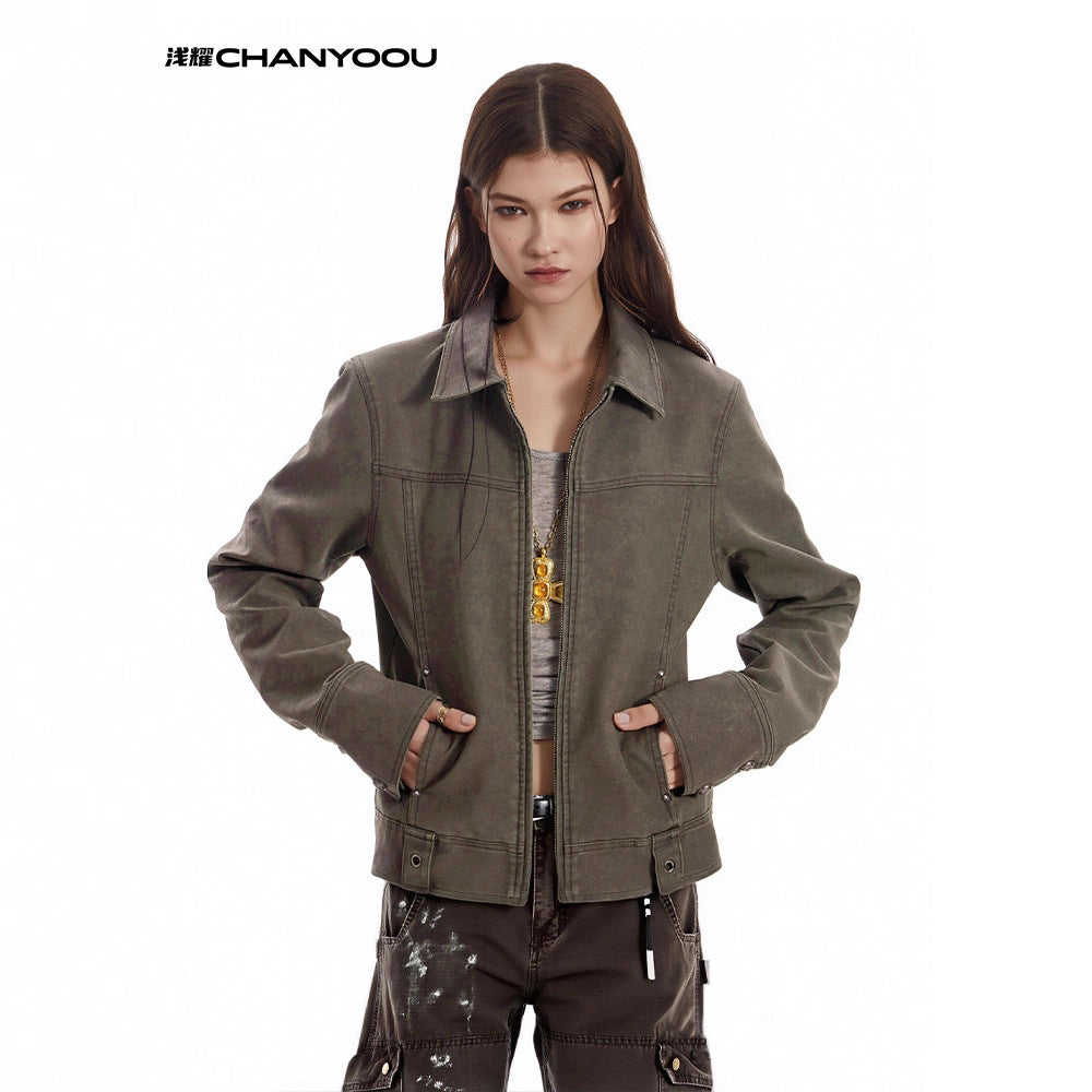 CHANYOOU Retro Short Slim and Thin Lapel Jacket