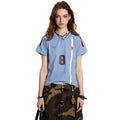 0123Start Vintage Striped V-neck Sports Tee