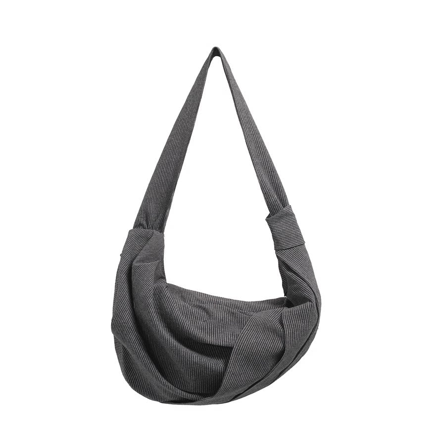 TZ killer Grey Pleated Dumpling Crossbody Bag - Zip Top