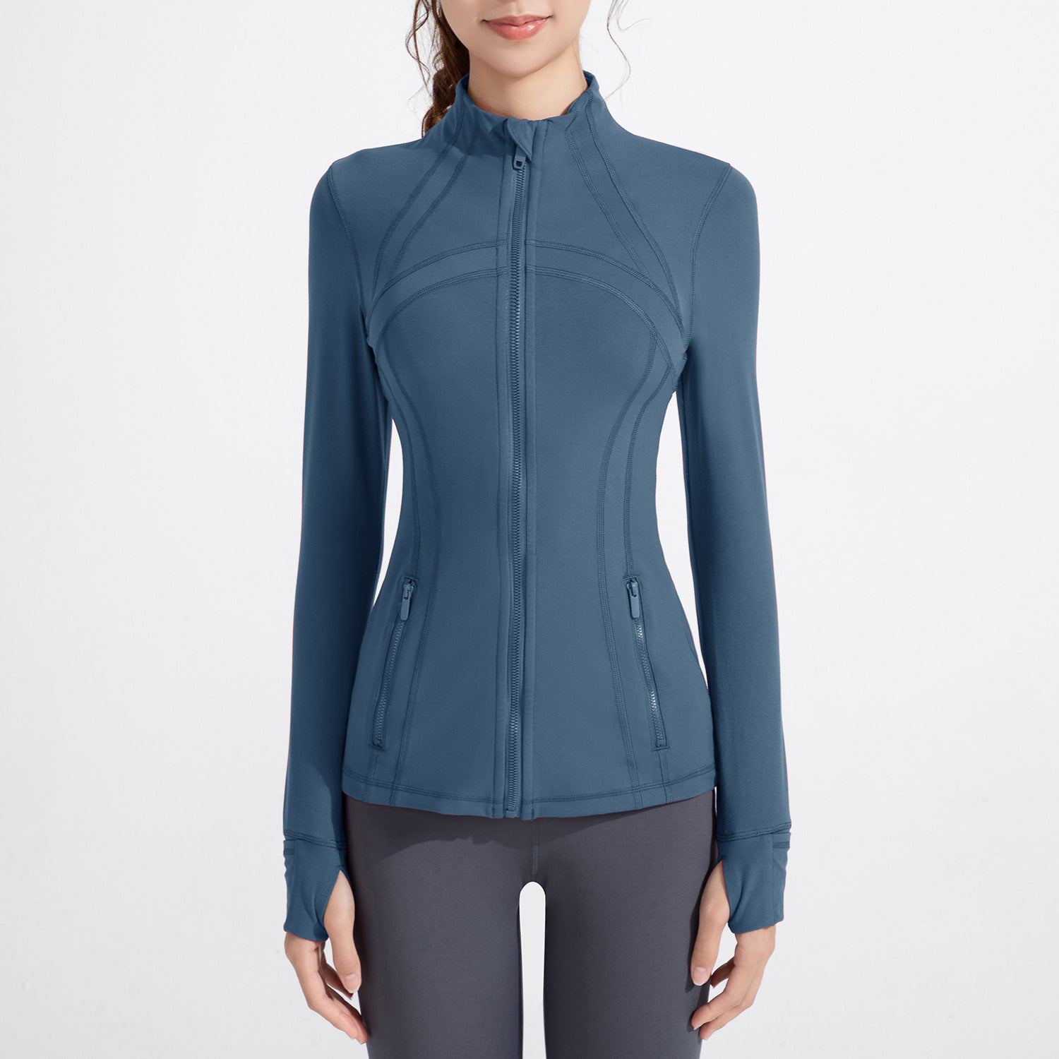 Athena Lulu Stand-up Collar Blazer Long-sleeved Zip-up Jacket