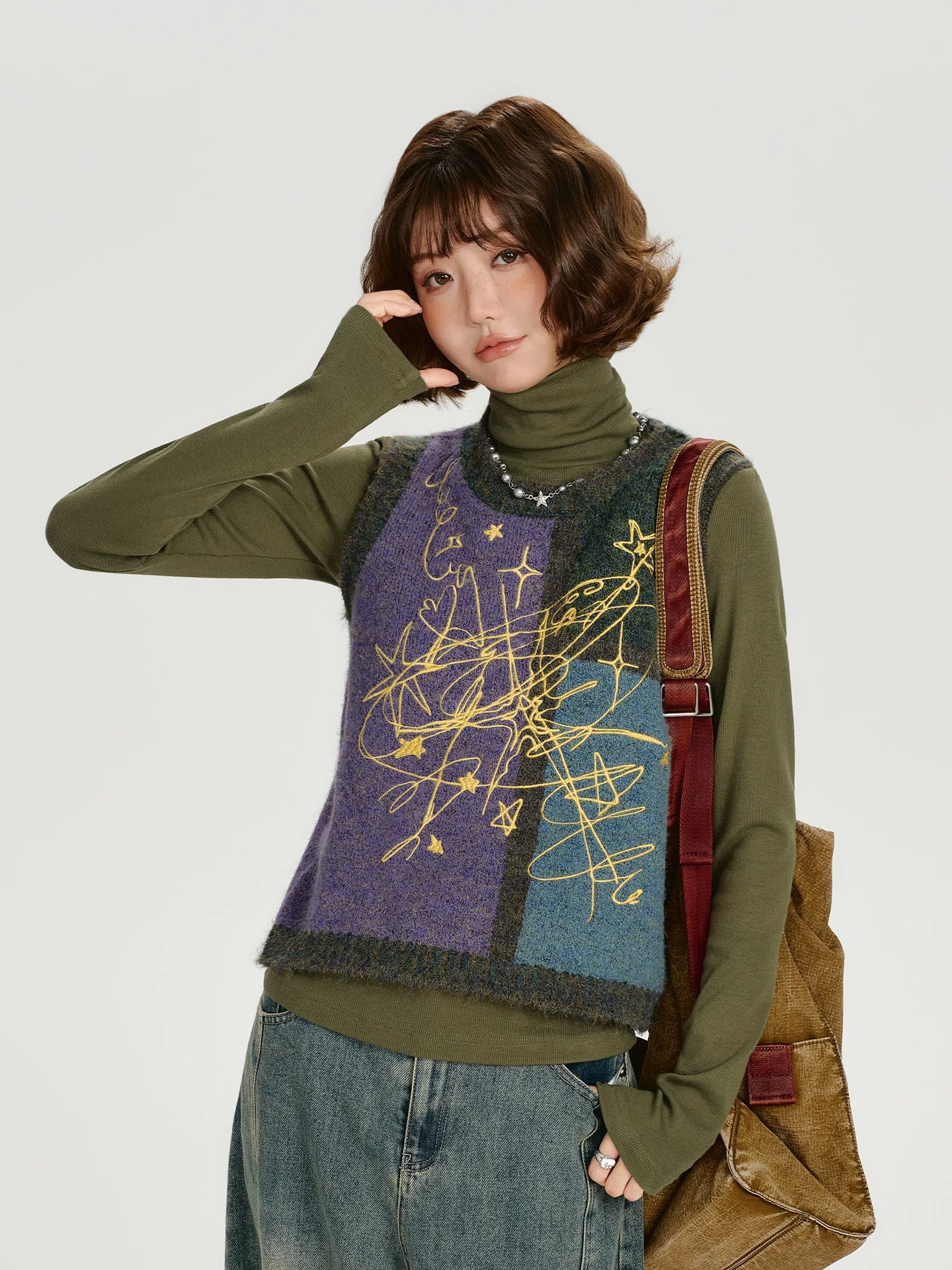 Girlyhalo Vintage Color Matching Vest