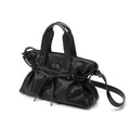 YADAMUI Black Faux Leather Zip-Top Crossbody Bag