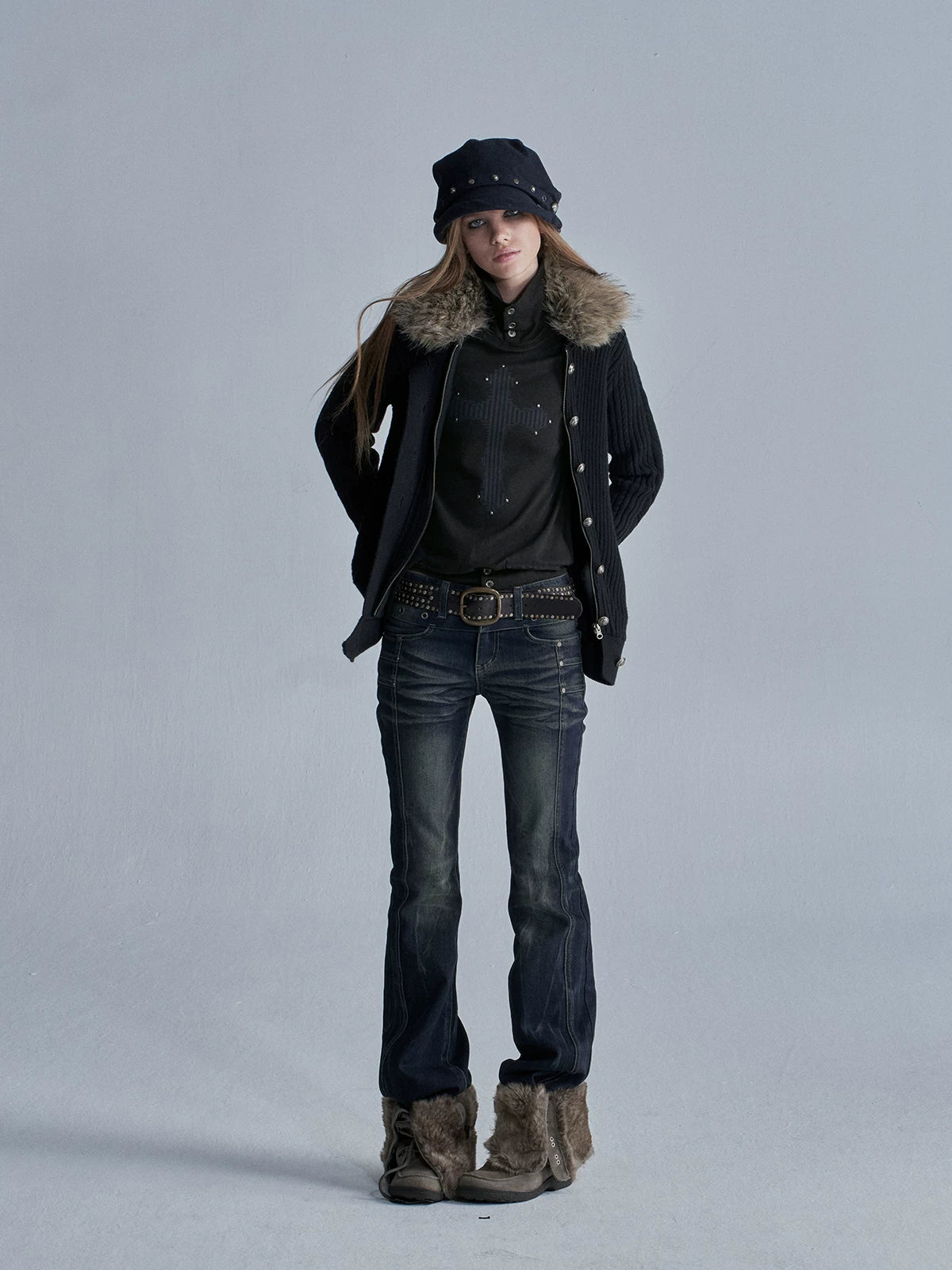 wear And tear Low-Rise Flared Jeans