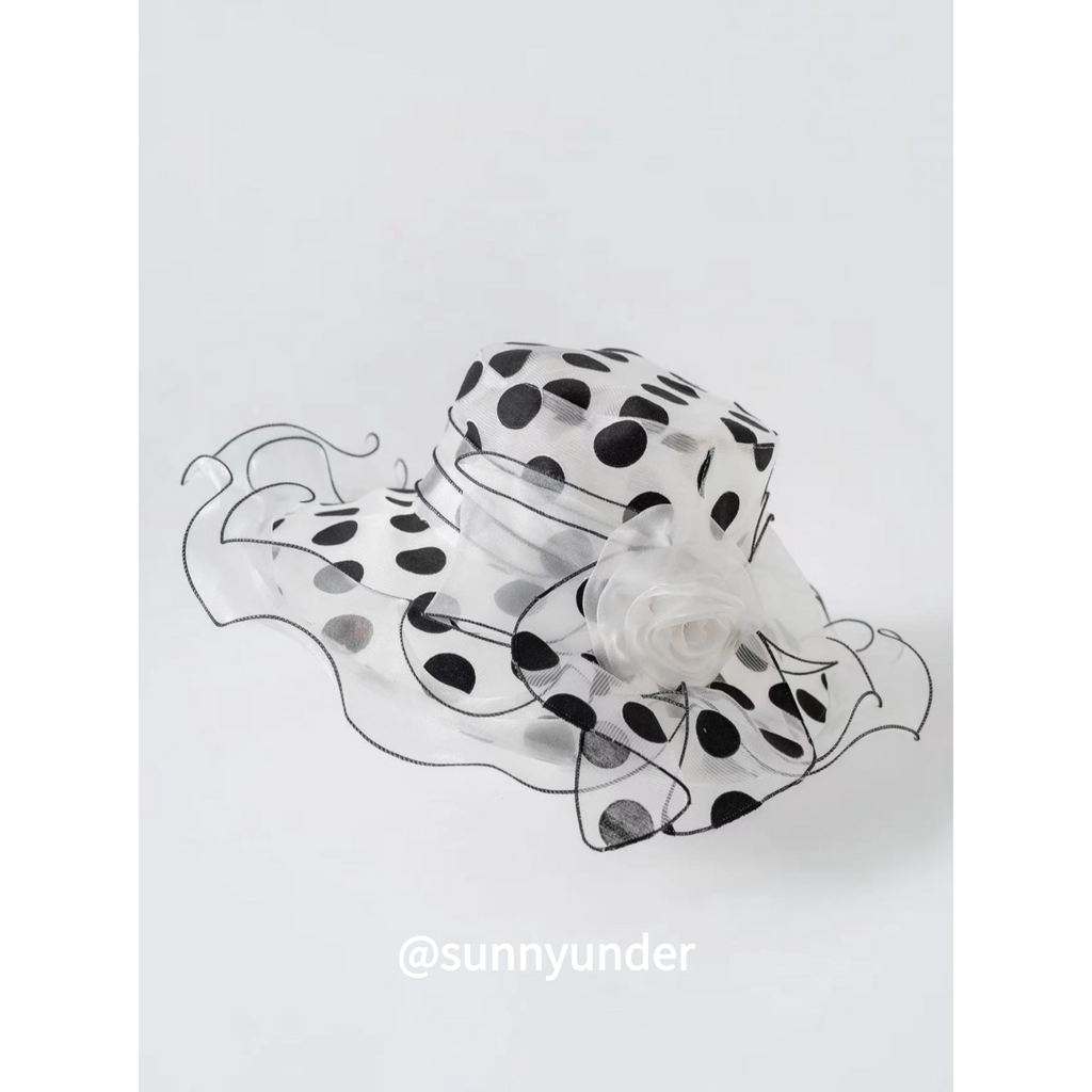 Sunnyunder Polka Dot Ruffle Edge Breathable Lace Cap