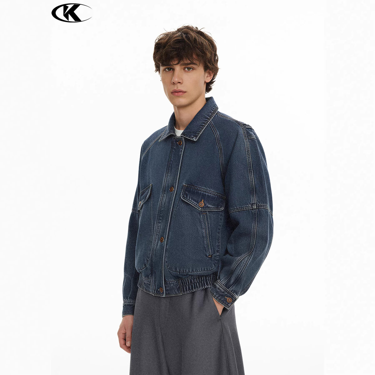 11KN Washed Denim Loose Utility Jacket