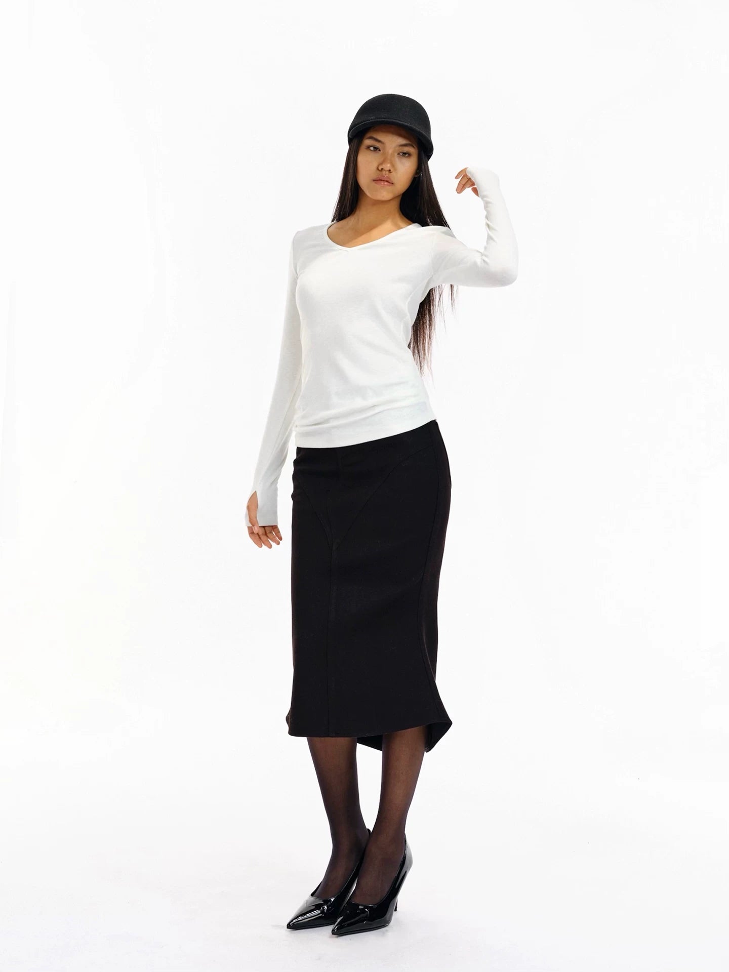 Two Little Guys Retro Woolen Slit Fishtail Skirt