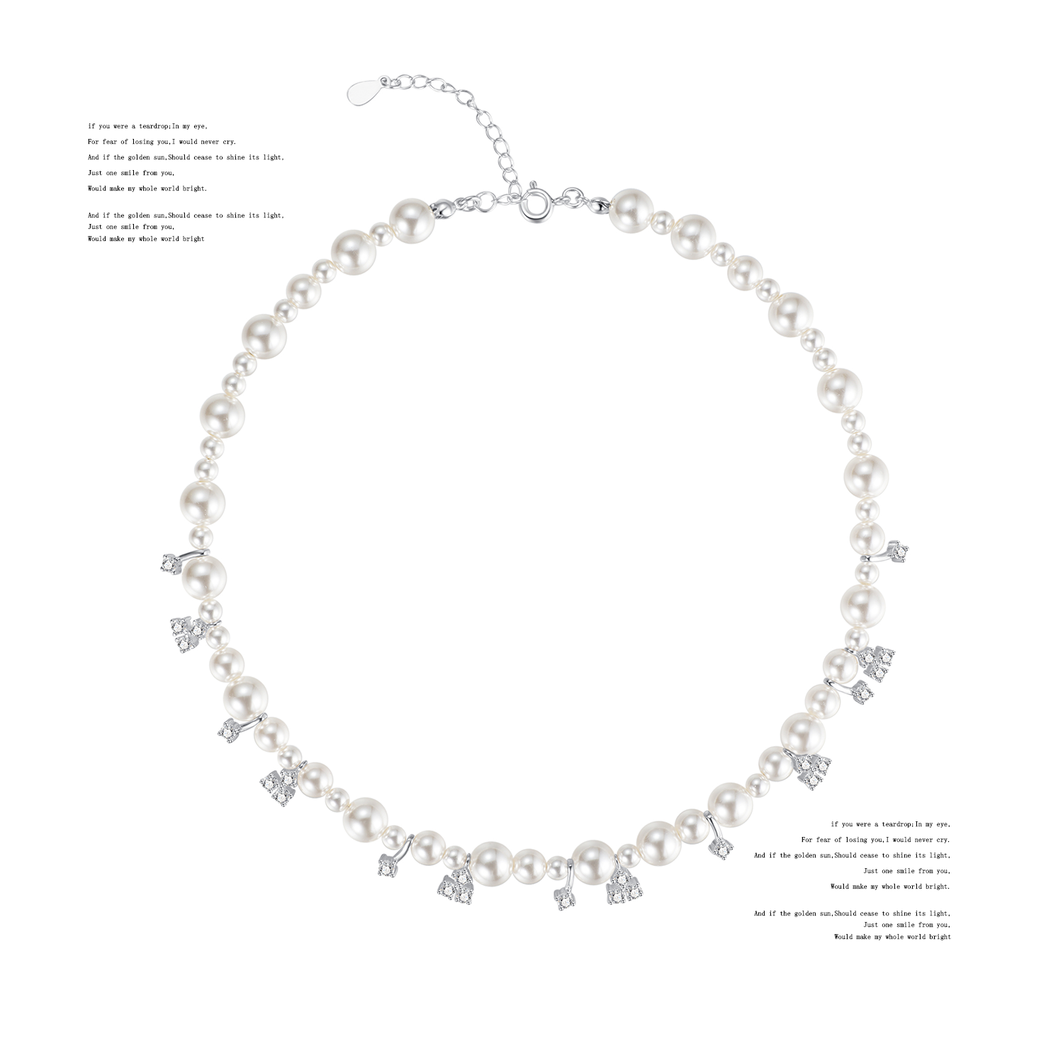 NO SOLUTION Silver Pearl Necklace Stacked with Light Luxury Collarbone Chain