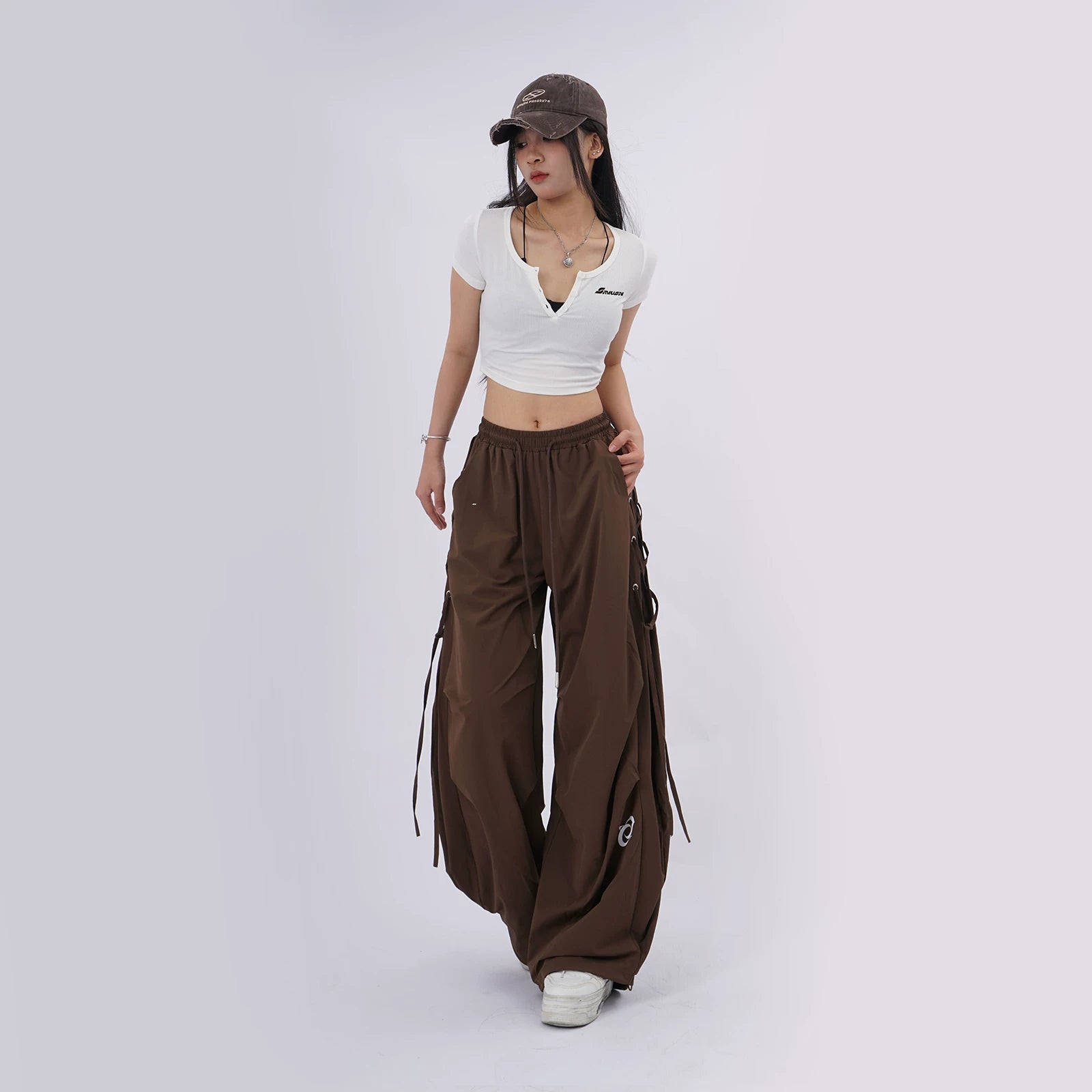 SAMUSAN Wide-leg Loose Drawstring Sweatpants