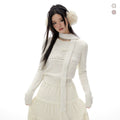 Imone  Bow Short Thin Hollow Knitted Sweater