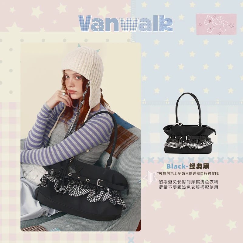 VANWALK Caramel Faux Leather Bucket Tote Bag - Zip Top
