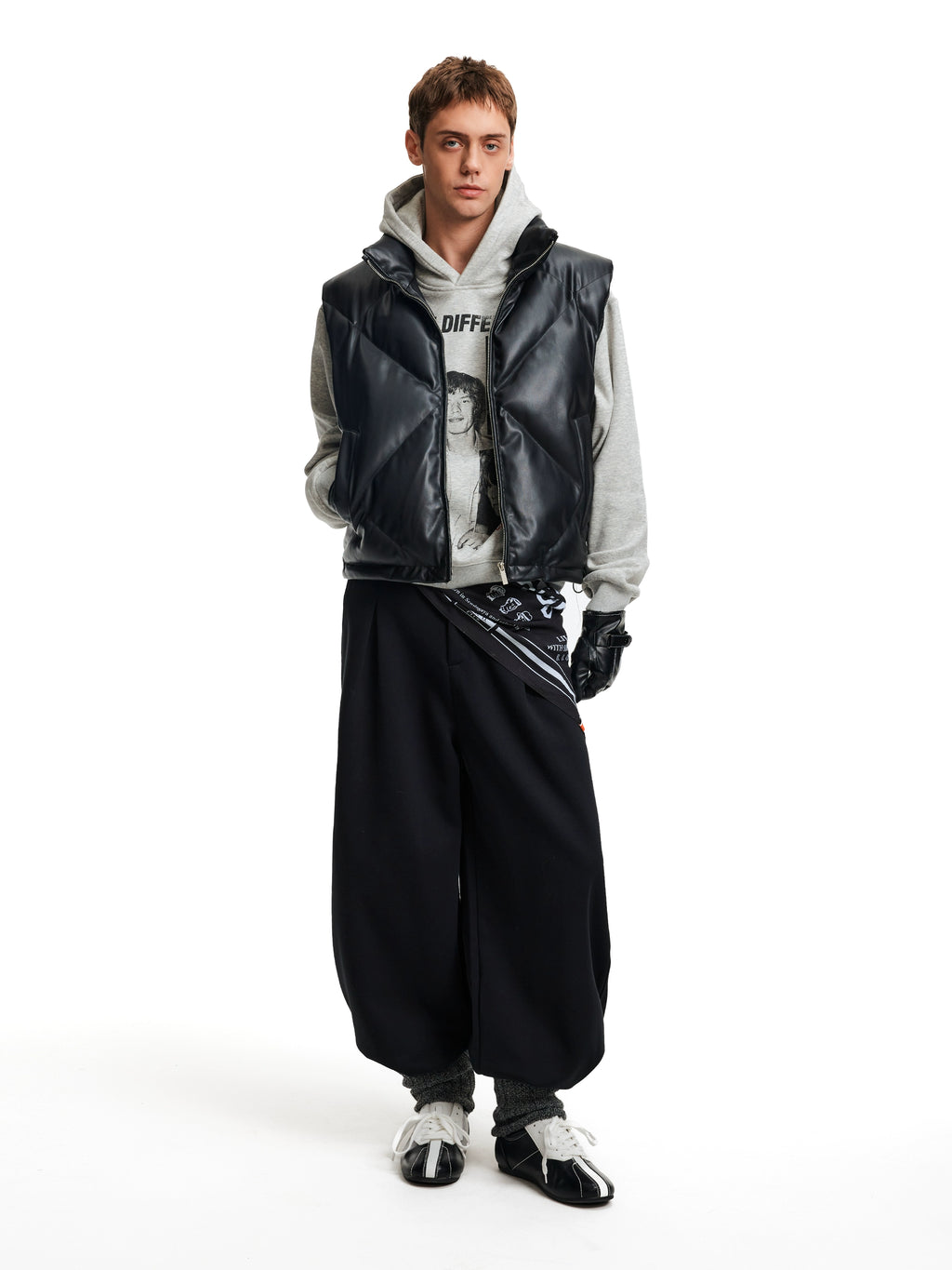 MADWITCH Stand-up Collar PU Leather Jacket Vest