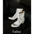 L'aise Patent Leather Chunky Heel Chelsea Boot