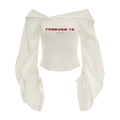 MAMC Lantern Sleeve Off-Shoulder Slim Fit Top