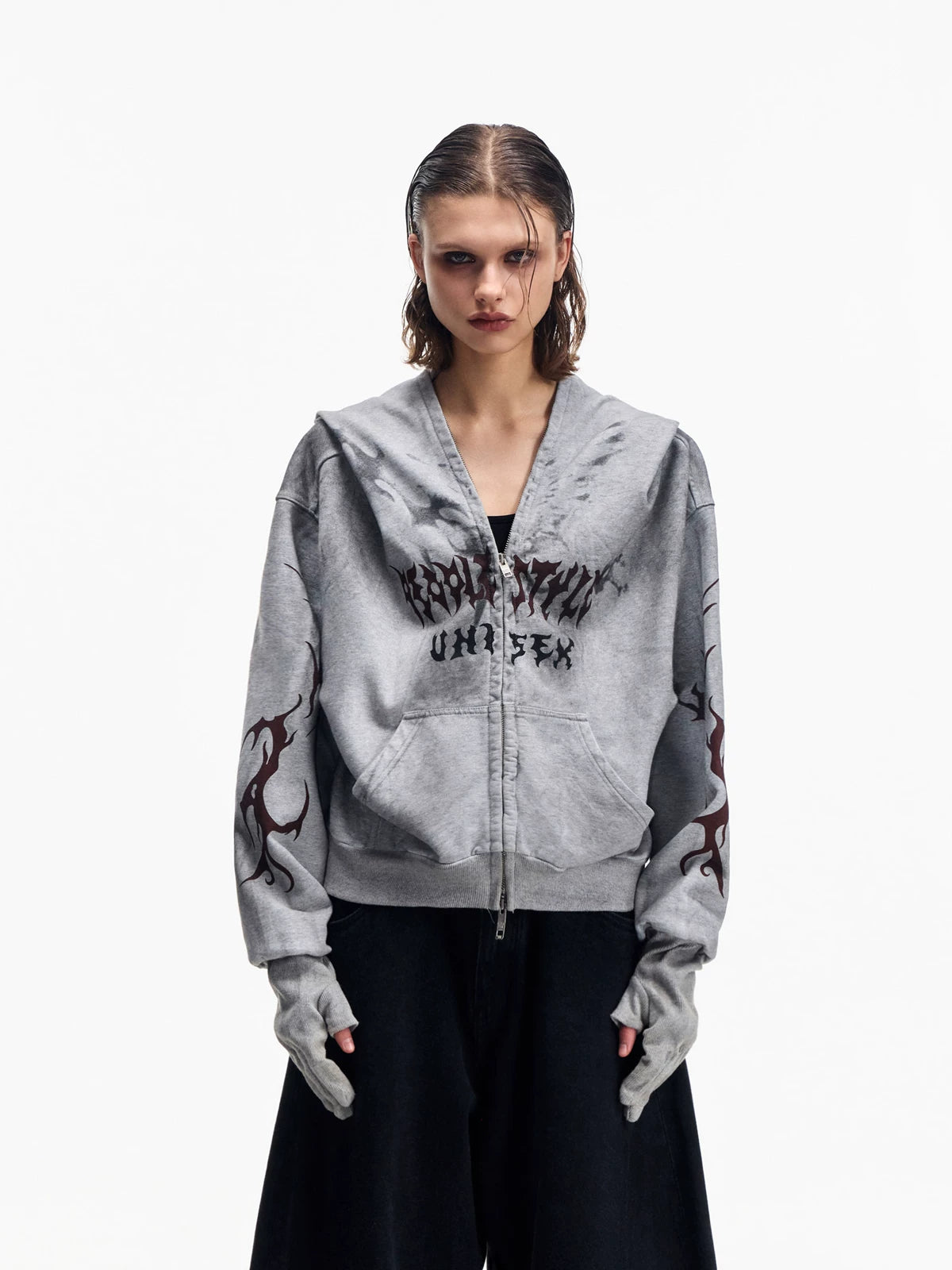 PEOPLESENSE Distressed Tie-Dye Hooded Sweatshirt