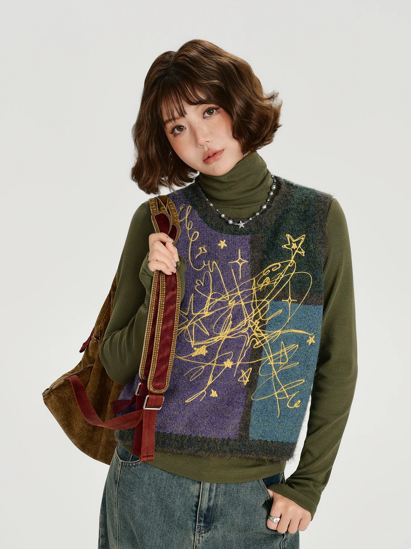 Girlyhalo Vintage Color Matching Vest