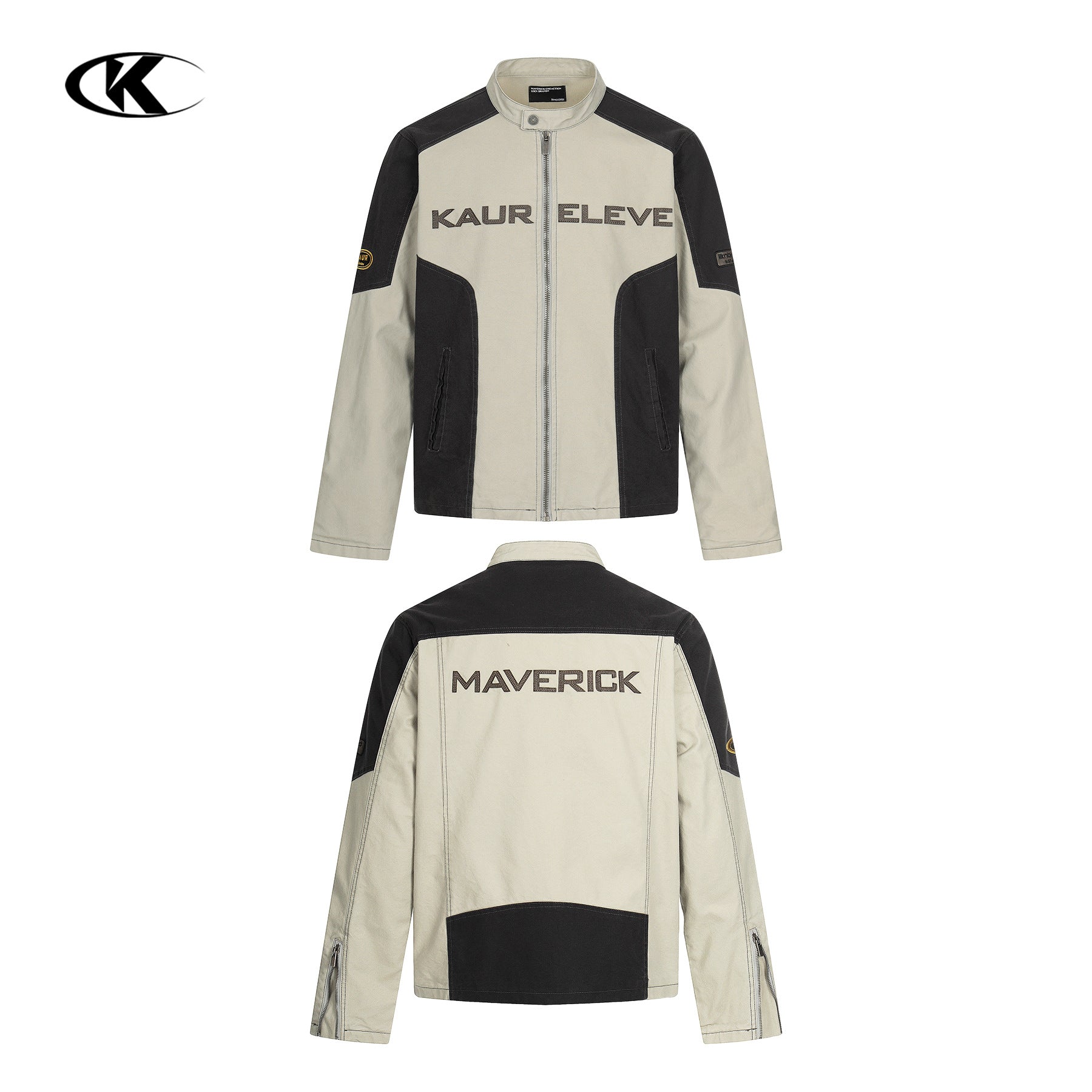 11KN Vintage Loose Letter Casual Zipper Jacket