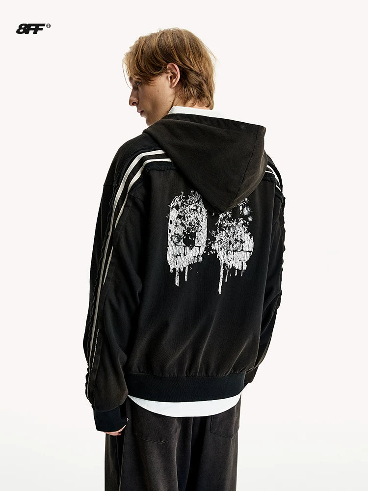 8FF Old Spray-colored Printed Hooded Jacket
