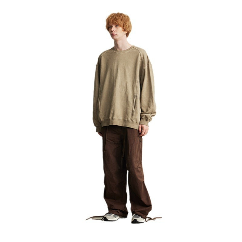 UNF Heavy Cotton Old Pullover Crew Neck Sweater