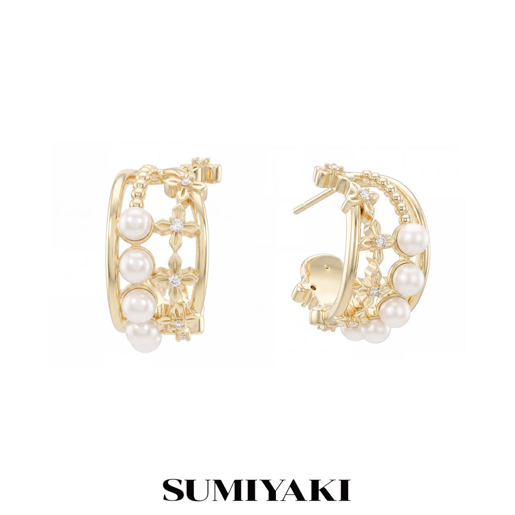 SUMIYAKI Pearl Hollow Blossom Earrings