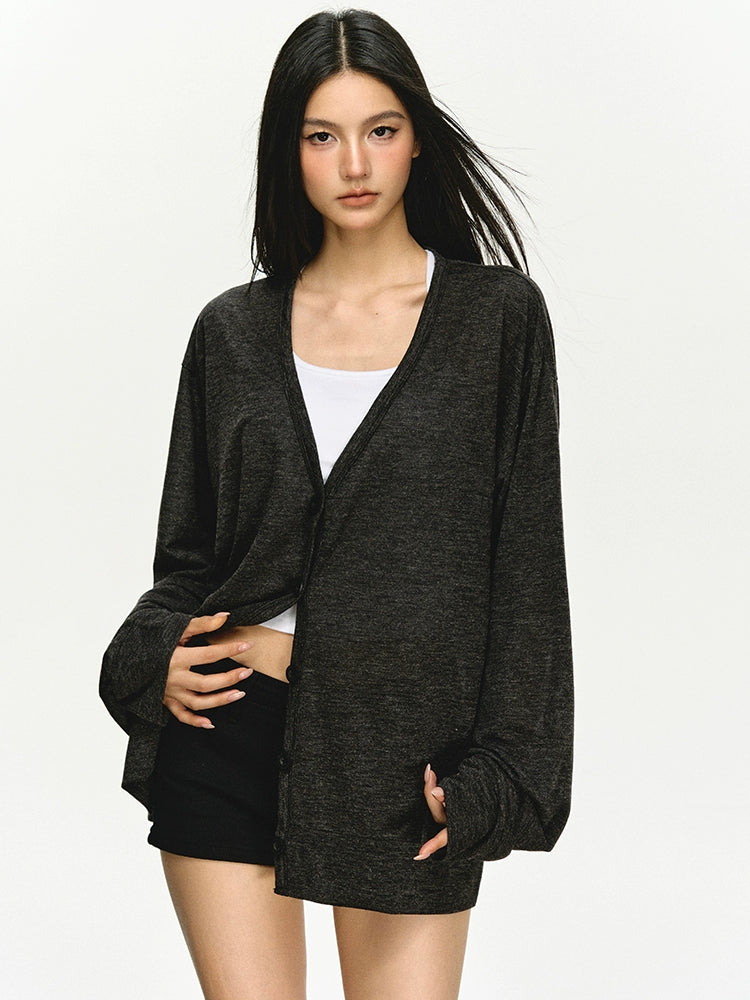 Anna Aneae Loose Thin V-neck Sunscreen Cardigan