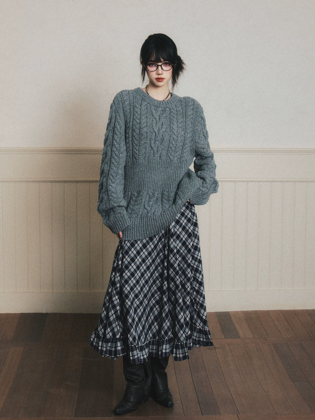 LULUSWINGS Vintage College Plaid A-shaped Skirt