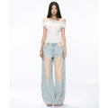 WITHMIN drape straight mop wide-leg jeans