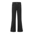 11KN gray-green riveted slim jeans