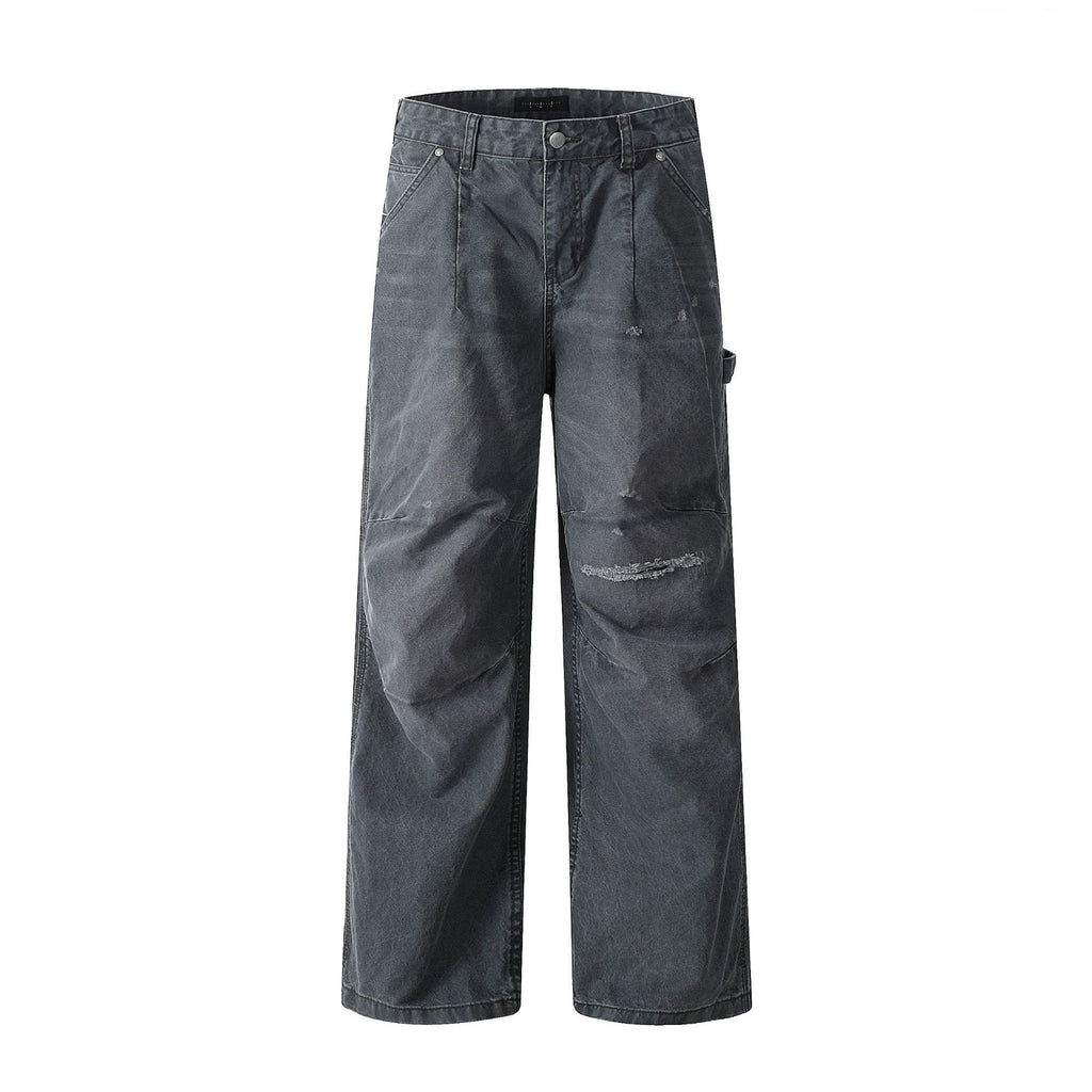 11KN washed old cut loose wide leg drape pants