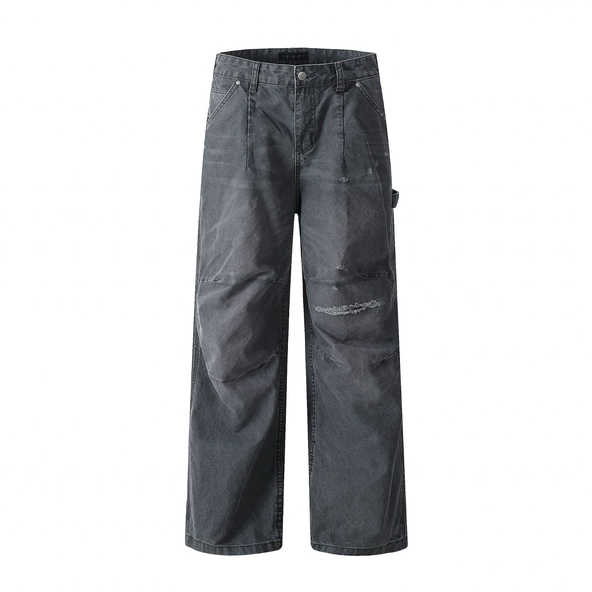 11KN washed old cut loose wide leg drape pants