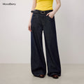 MoodBerry American Retro Raw Straight-Leg Jeans