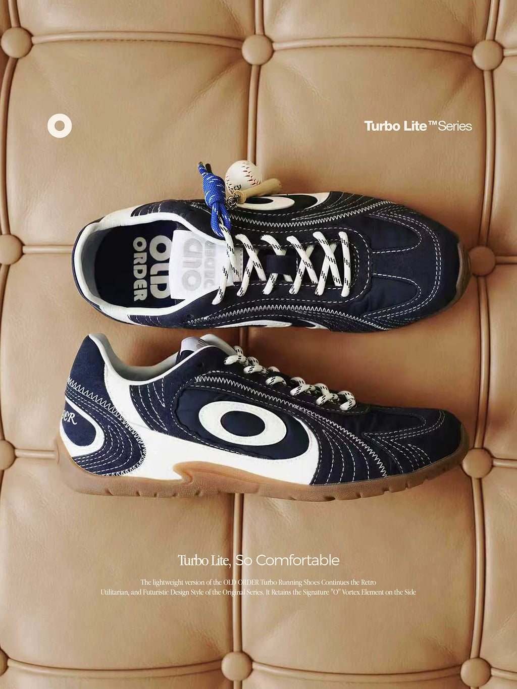 OLD ORDER Navy Blue Mesh Lace-Up German Trainer