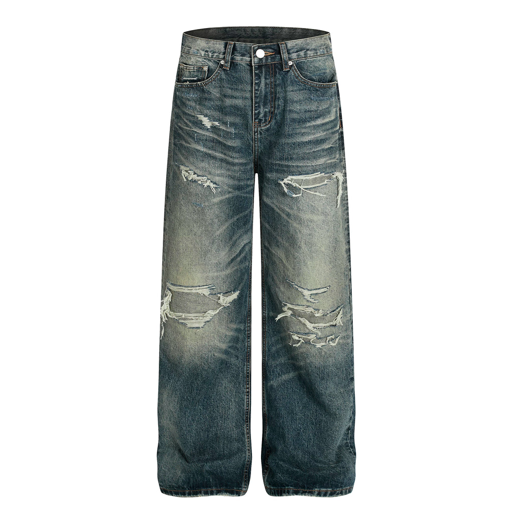 Face the mirror FTM Washed Distressed Straight-Leg Jeans