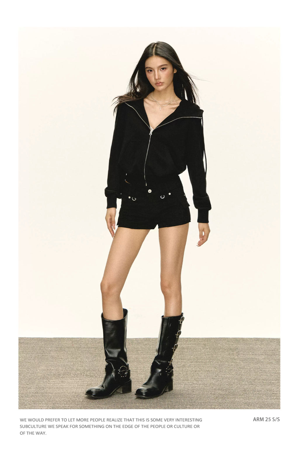 Ariseism Vintage Imp Hooded Short Zip Jacket