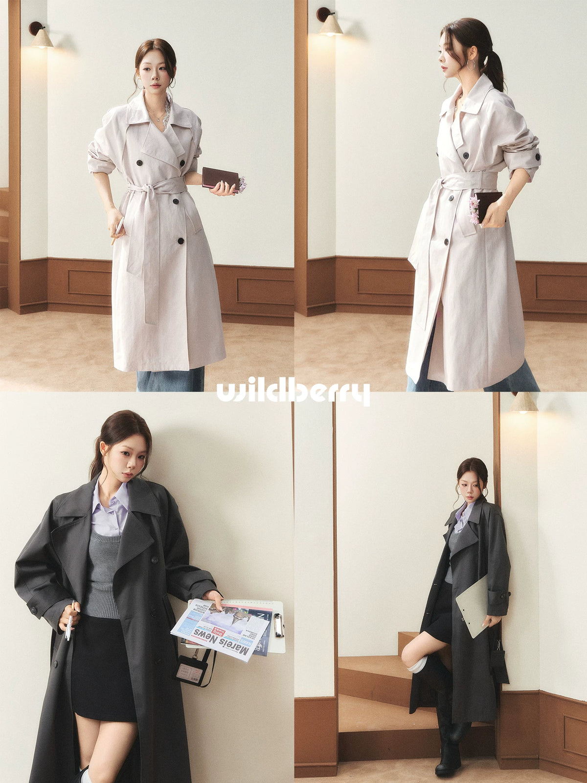 Wildberry Mid-Length Loose Fit Trench Coat
