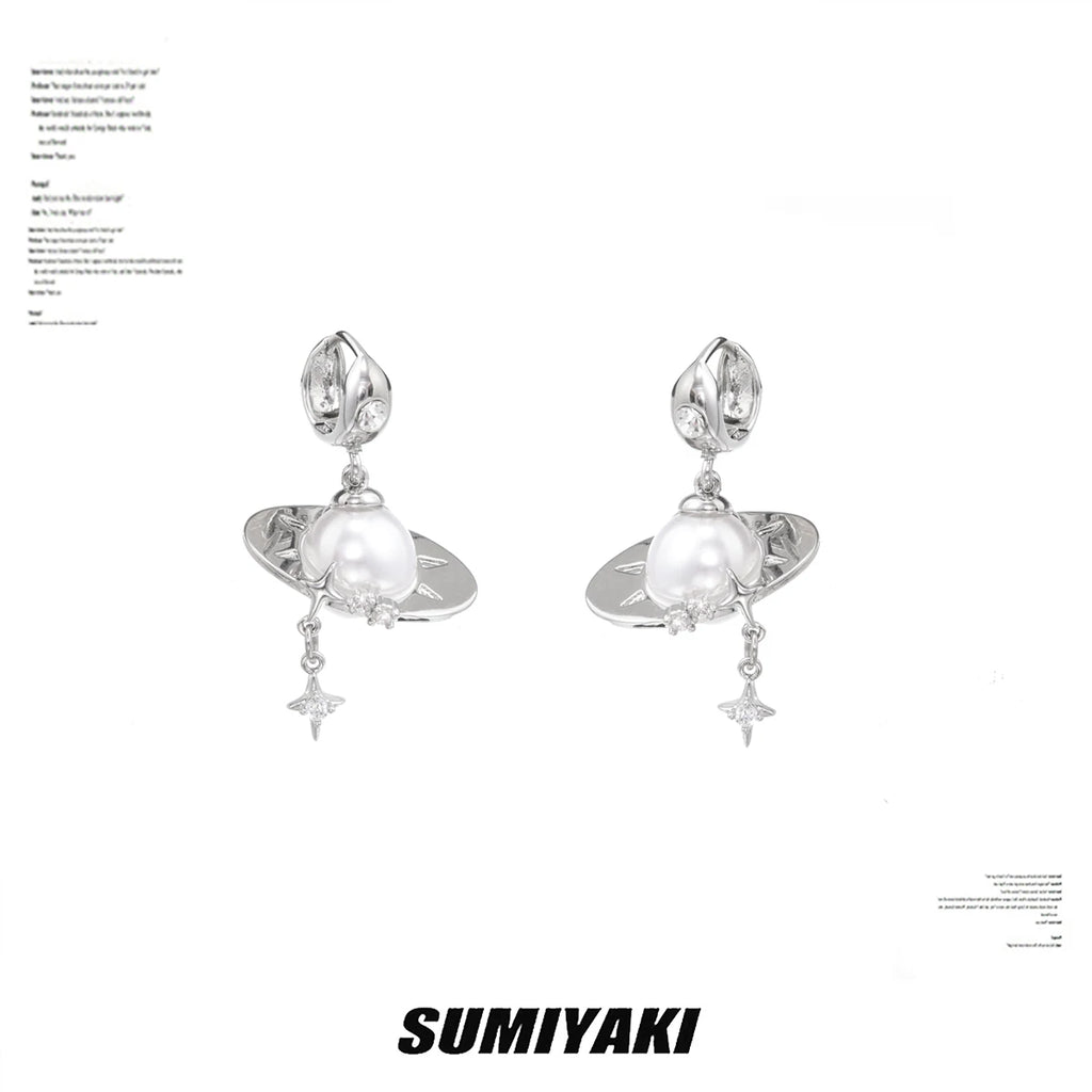 SUMIYAKI Pearl Spinning UFO Earrings