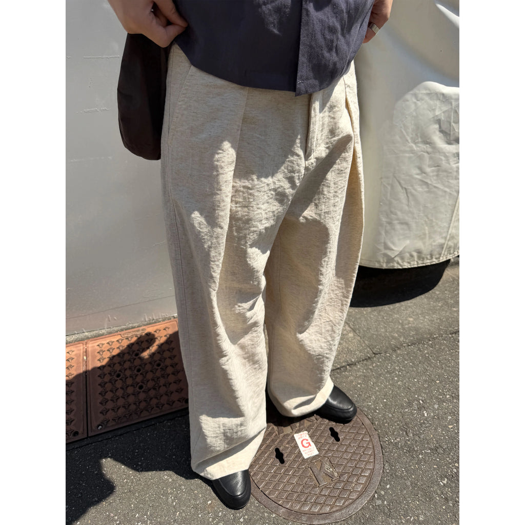 Anniehall Vintage White Linen-Blend Wrinkle-Resistant Wide-Leg Trousers