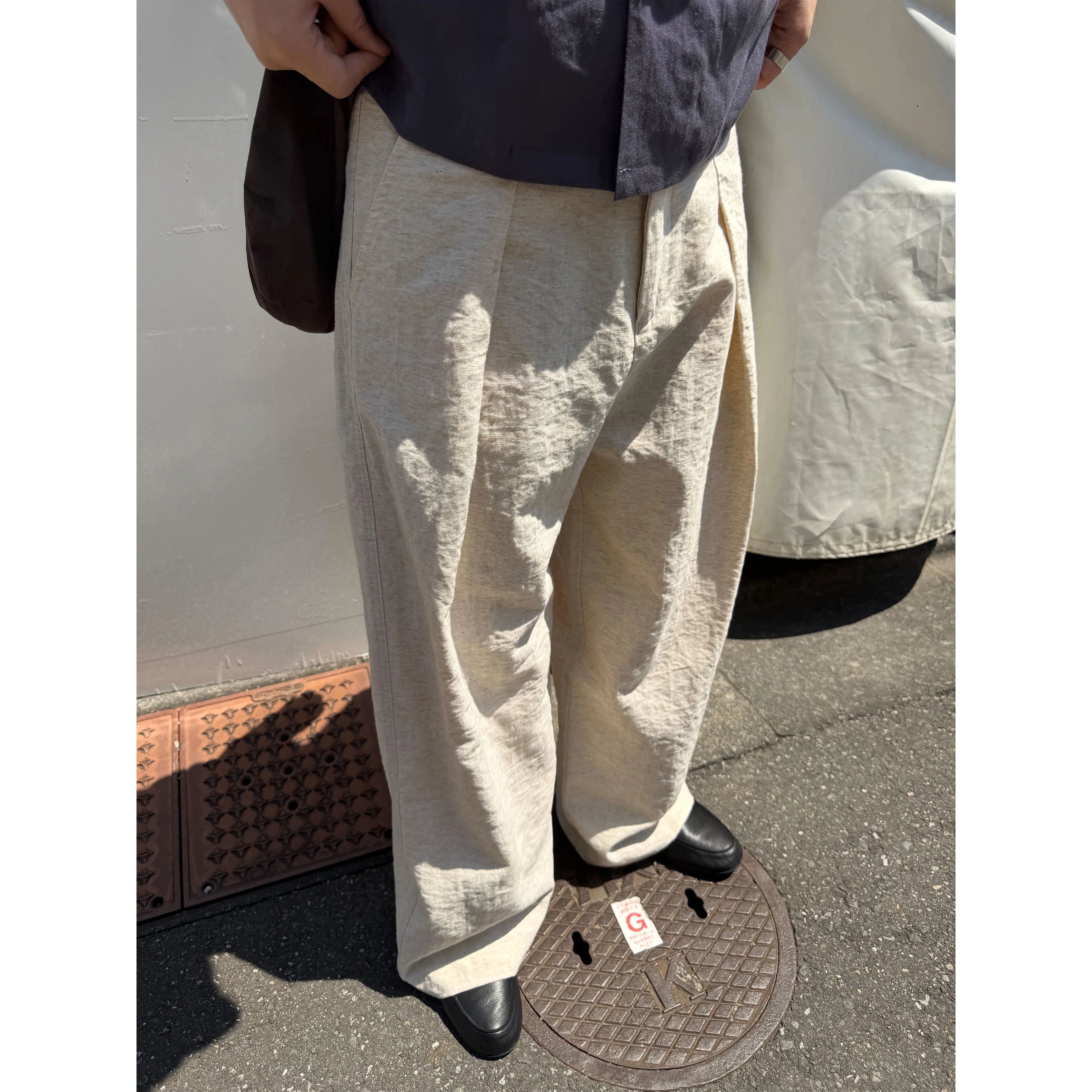 Anniehall Vintage White Linen-Blend Wrinkle-Resistant Wide-Leg Trousers