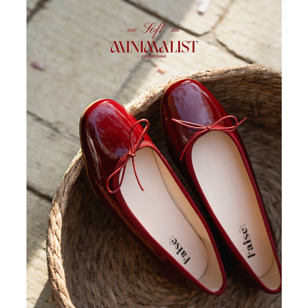L'aise Patent Leather Bow Ballet Flat