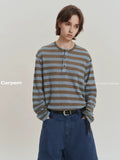 CARPEM Striped Henry-Neck 400g Breathable Oversized Tee