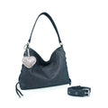 VFVF Denim Blue Woven Faux Leather Zip-Top Hobo Bag
