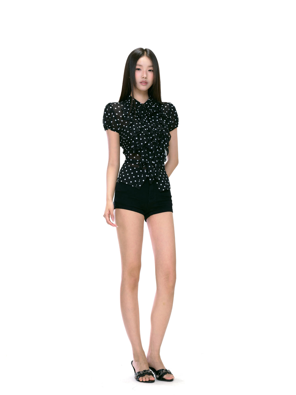 WITHMIN Waist Polka Dot Design Shirt